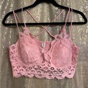 Crochet Lace Bralette Light Rose, XL NWOT