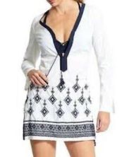 Athleta Women's Navy Blue/Bright White Desert Diamond Tunic Swim Coverup sz XS