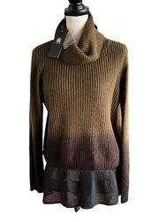 NWT Rock & Republic Cowl Neck Lagan Look Sweater/Chiffon  top. Sz. XL