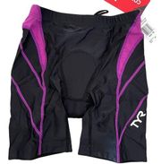 TYR Women Competitor Triathlon Bicycle Short 8" - Black Purple - Size XS - $76