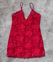 Victoria’s Secret Red Floral Lace Lingerie Slip Dress