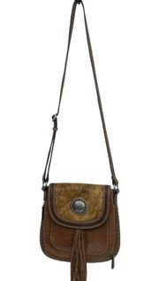 Blazin Roxx Ella Messenger Bag Purse Cow Hide Conceal Carry Pocket Western Brown