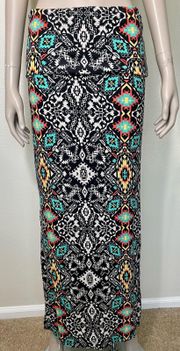 Tribal Print Boho Maxi Skirt