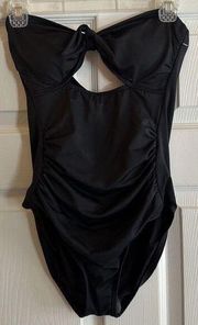 Carmen Marc Valvo  Strapless Black One Piece Swimsuit Size 8 NWOT