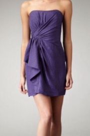 Purple Silk Strapless Mini Dress Size 6