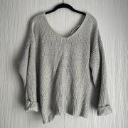 ASTR the Label Twist Back Sweater Heather Gray Size XL