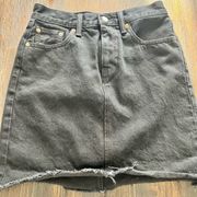 LEVI’s Black Mini Denim Skirt with Raw Hem Size 24