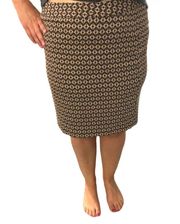 Worthington SIZE 8 Tan Black Geometric Flower Patterned Lined Straight Skirt