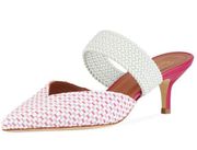 MALONE SOULIERS Maisie Raffia and Cord Luwolt Kitten Heel Woven Mules Sz 10 US