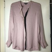 Vince. Long Sleeve mauve pink silk Button Down top