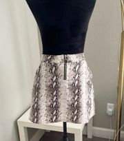 Womens Front Zipper Snake Print Mini Skirt Size Large