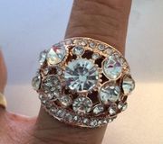 New Badgley Mischka Stretch Gold & Crystal Ring