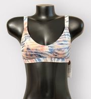 Hurley Zebra Color Wash Reversible Twist Back Bralette Swim Top Bikini sz S M