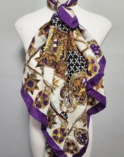 Vinatge Compagnie Internationale Express 90s baroque silk  large square scarf