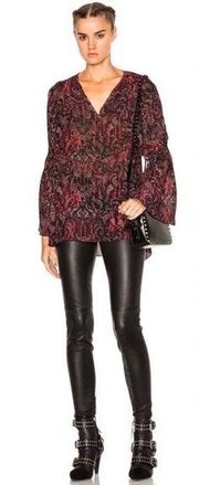IRO Appoline Burgundy Paisley Long sleeve blouse / Tunic 34 / 2