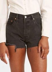 Levi’s  Black Distressed Raw Hem 501 Original Denim Short