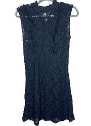 NWT Anthropologie Anama Black Lace High Neck Mini Dress Size Medium