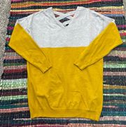 It’s Out Time Yellow And Grey V Neck Sweater Medium