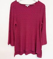 Habitat Crinkle Texture Rounded Neck High Low Tunic Blouse Top Red Black Large