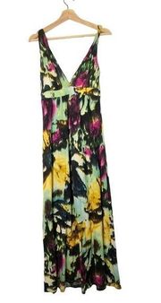 Matty M Colorful Floral Stretch Maxi Dress XS