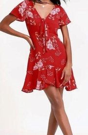 Love Back Atcha Red Tie-Front Dress | Size 4