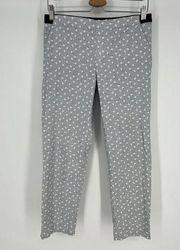 Uniqlo Printed Slim Leg Cropped Pants Sz M White Blue Floral Pull On