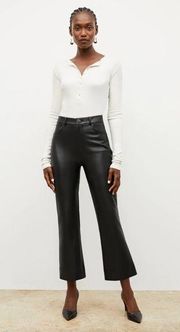 M.M. LaFleur Black Vegan Leather Wide Leg Crops- The Archie Pant