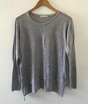 Joah Brown Shirt Womens Small Medium Grey Long Sleeve Cozy Soft High Low Hem