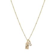 UNWRITTEN Cubic Zirconia "Family" Tag Charm Necklace in Gold-Tone MSRP $50 NWT