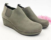 Yuliette Leather Wedge Chelsea Boots Booties: Taupe Grey