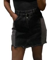 Cotton On black two-tone Jean skirt