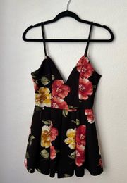 Black Floral Flowy Romper