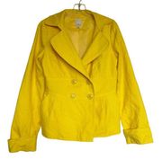 Halogen Sunny Yellow Double Breasted Notched Peacoat Jacket SZ M