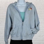 Y2K vintage pale blue zip up hoodie jacket w/ tropical flowers coconut girl/beach/vacation