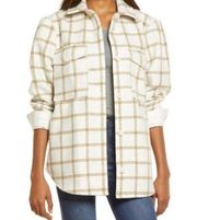 TREASURE & BOND Plaid Button NWT Down Carson Pane Boxy Shacket Ivory XS NWT