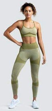 DoYouEven  Impact Seamless Leggings Breathable Lightweight Olive Green Size 4