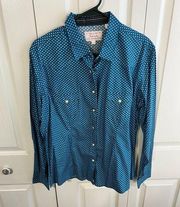 Panhandle Blue White Womens Western Pearl Snap size large