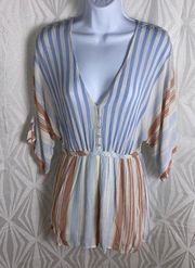 Stripe Three-Quarter Sleeve Romper