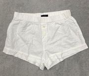 J Crew Pajama Shorts Womens XS White Linen Cotton Elastic Waist Boxers AY358