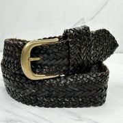 DKNY Vintage Brown Braided Woven Leather Belt Size Small S Womens