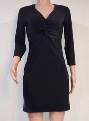 Donna Morgan 3/4 Sleeve Ruched Little Black Dress Sz 4