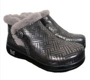 Alegria Meri Boots Pewter Dazzler Style MER-532 Women's Size 6.5 (37) Faux Fur