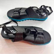 Riley Lace Up Platform Sandal‎ Black Blue Size 7