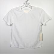 Capulet Revolve Jasmine Ribbed Shiny Tee Shirt White Size Small