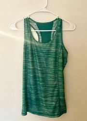 Danskin Activewear Dri-More Razor back Tank Top Teal White lightweight two tone