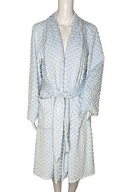 Soft Surroundings Robe Womens Medium Blue Plush Dot Cozy Sleep Bath Lounging