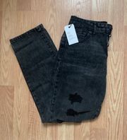 Black Washed Distressed Boyfriend Jeans
