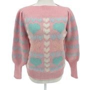 LoveShackFancy Gizela Pullover Fairy Forest Pink Heart‎ Sweater Sz Small Women's