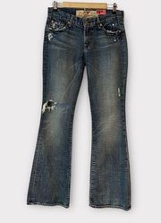 7 for all mankind boot cut distressed bejeweled denim jeans Excellent Like New!