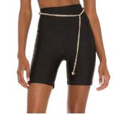 We wore Whst Shorts SMALL Black Gold Chain Belt High Waist Pull On Casual Chic